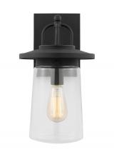  8608901EN7-12 - Tybee casual 1-light LED outdoor exterior medium wall lantern sconce in black finish with clear glas
