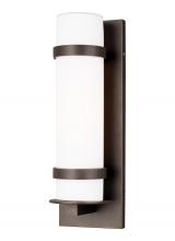  8618301-71 - Alban modern 1-light outdoor exterior medium round wall lantern in antique bronze finish with etched