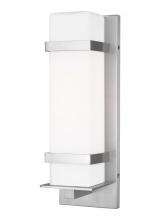  8620701-04 - Alban modern 1-light outdoor exterior medium square wall lantern in satin aluminum silver finish wit
