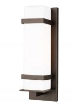  8620701-71 - Alban modern 1-light outdoor exterior medium square wall lantern in antique bronze finish with etche