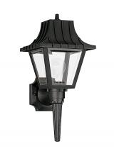  8720-32 - Polycarbonate Outdoor traditional 1-light outdoor exterior medium wall lantern sconce in black finis