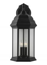  8738703-12 - Sevier traditional 3-light outdoor exterior extra large downlight outdoor wall lantern sconce in bla