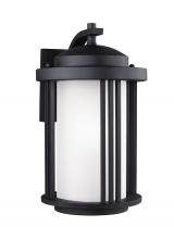 8747901DEN3-12 - Crowell contemporary 1-light LED outdoor exterior medium wall lantern sconce in black finish with sa