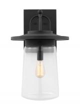  8808901-12 - Tybee traditional 1-light outdoor exterior extra-large wall lantern in black finish with clear glass