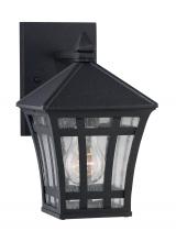  88131-12 - Herrington transitional 1-light outdoor exterior small wall lantern sconce in black finish with clea