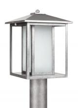  89129-57 - Hunnington contemporary 1-light outdoor exterior post lantern in weathered pewter grey finish with e