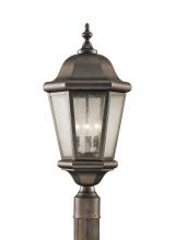  OL5907CB - Martinsville traditional 3-light outdoor exterior post lantern in corinthian bronze finish with clea