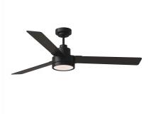  3JVR58MBKD - Jovie 58" Dimmable Indoor/Outdoor Integrated LED Midnight Black Ceiling Fan with Light Kit, Hand