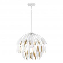  351812WE - 1-Light Botanical Pendant in Matte White and Buffed Gold