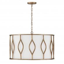  352541ML - 4-Light Drum Pendant in Mystic Luster with White Fabric Shade