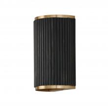  650721KR - 2-Light Sconce in Matte Brass and Handcrafted Mango Wood in Black Stain