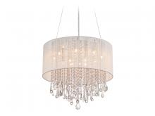  HF1500-WHT - Beverly Dr. Collection Round White Silk String Shade and Crystal Dual Mount