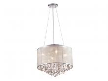  HF1504-SLV - Riverside Dr. Collection Round Silver Organza Silk Shade and Crystal Dual Mount