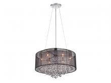  HF1505-BLK - Riverside Dr. Collection Round Black Organza Silk Shade and Crystal Dual Mount