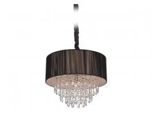  HF1506-BLK - Vineland Ave. Collection Black Lined Silk String Shade and Crystal Hanging Fixture