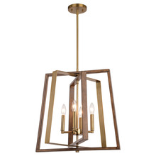  P0347 - Dunning 20-in. 4 Light Pendant Natural Brass and Burnished Chestnut