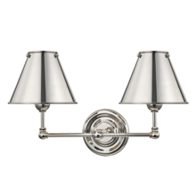  MDS102-PN-MS - 2 LIGHT WALL SCONCE W/ METAL SHADE