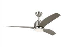  3AVLR54BSD - Avila 54" Dimmable Integrated LED Indoor/Outdoor Brushed Steel Ceiling Fan with Light Kit