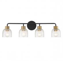  V6-L8-5900-4-143 - Flagler 4-Light Bathroom Vanity Light in Matte Black with Warm Brass Accents