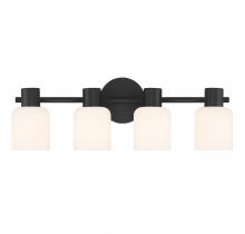  V6-L8-9022-4-BK - Strand 4-Light Bathroom Vanity Light in Matte Black