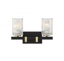  V6-L8-3601-2-143 - Keene 2-Light Bathroom Vanity Light in Matte Black with Warm Brass Accents