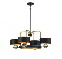  V6-L1-2923-4-51 - Chambord 4-Light Chandelier in Vintage Black with Warm Brass Accents