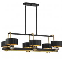  V6-L1-2924-6-51 - Chambord 6-Light Linear Chandelier in Vintage Black with Warm Brass Accents