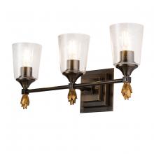  BB1022DB-3-F2G - Vetiver 3 Light Bath Vanity Light In Dark Bronze With Gold Accents