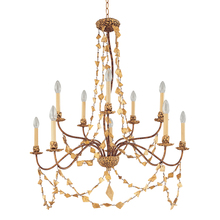 CH1158-10 - Mosaic 10 Light Antique Inspired Glam Two-Tier Gold Chandelier