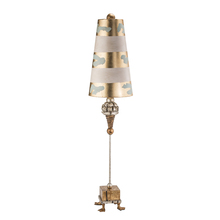  TA1002 - Pompadour Luxe Tall Buffet Lamp in Gold with Striped Shade