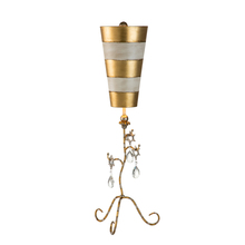  TA1038 - Tivoli Shabby Chic Distressed Gold Buffet Table Lamp Inverted Striped Shade
