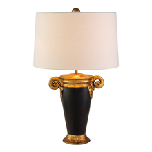  TA1150 - Black and Distressed Gold French Inspired table Lamp with White Fabric Shade