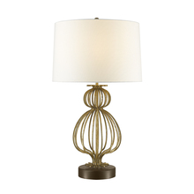  TLM-1007 - Lafitte Distressed Buffet  Table Lamp with White Fabric Drum shade