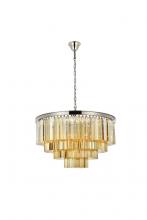  1201D32PN-GT/RC - Sydney 17 Light Polished Nickel Chandelier Golden Teak (Smoky) Royal Cut Crystal