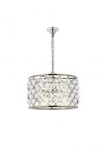  1204D20PN/RC - Madison 6 Light Polished Nickel Pendant Clear Royal Cut Crystal