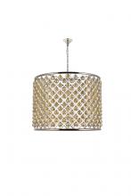  1206D35PN-GT/RC - Madison 12 Light Polished Nickel Chandelier Golden Teak (Smoky) Royal Cut Crystal