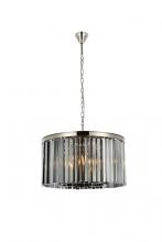  1208D26PN-SS/RC - Sydney 8 Light Polished Nickel Chandelier Silver Shade (Grey) Royal Cut Crystal