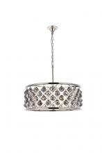  1214D25PN-SS/RC - Madison 6 Light Polished Nickel Chandelier Silver Shade (Grey) Royal Cut Crystal