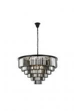  1231D44MB-SS/RC - Sydney 33 Light Matte Black Chandelier Silver Shade (Grey) Royal Cut Crystal