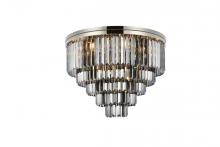  1231F32PN-SS/RC - Sydney 17 Light Polished Nickel Flush Mount Silver Shade (Grey) Royal Cut Crystal