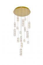 Elegant 3500D28G - Polaris LED Light Gold Pendant Clear Crystal
