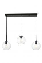  LD2236BK - Baxter 3 Lights Black Pendant with Clear Glass