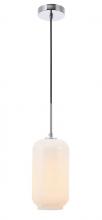  LD2277C - Collier 1 Light Chrome and Frosted White Glass Pendant