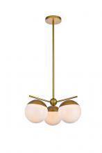 LD6132BR - Eclipse 3 Lights Brass Pendant with Frosted White Glass