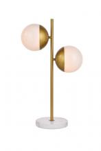  LD6156BR - Eclipse 2 Lights Brass Table Lamp with Frosted White Glass