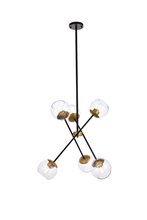  LD656D24BRK - Axl 24 Inch Pendant in Black and Brass with Clear Shade