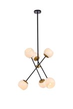  LD657D24BRK - Axl 24 Inch Pendant in Black and Brass with White Shade