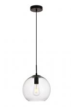  LDPD2113 - Placido Collection Pendant D9.8 H9.8 Lt:1 Black and Clear Finish