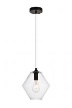  LDPD2115 - Placido Collection Pendant D9.4 H10.8 Lt:1 Black and Clear Finish