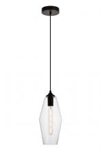  LDPD2119 - Placido Collection Pendant D5.9 H14.2 Lt:1 Black and Clear Finish